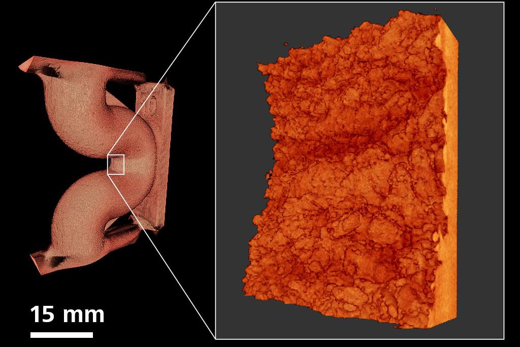 Surface roughness evaluation of an AM printed duct (Ti-6Al-4V).