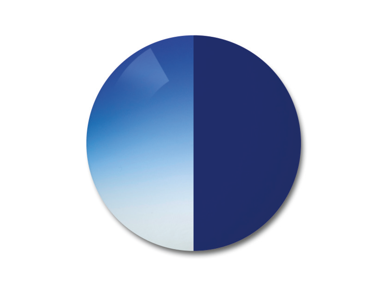 蔡司AdaptiveSun光致變色鏡片的插圖，顏色選項為漸變藍色 