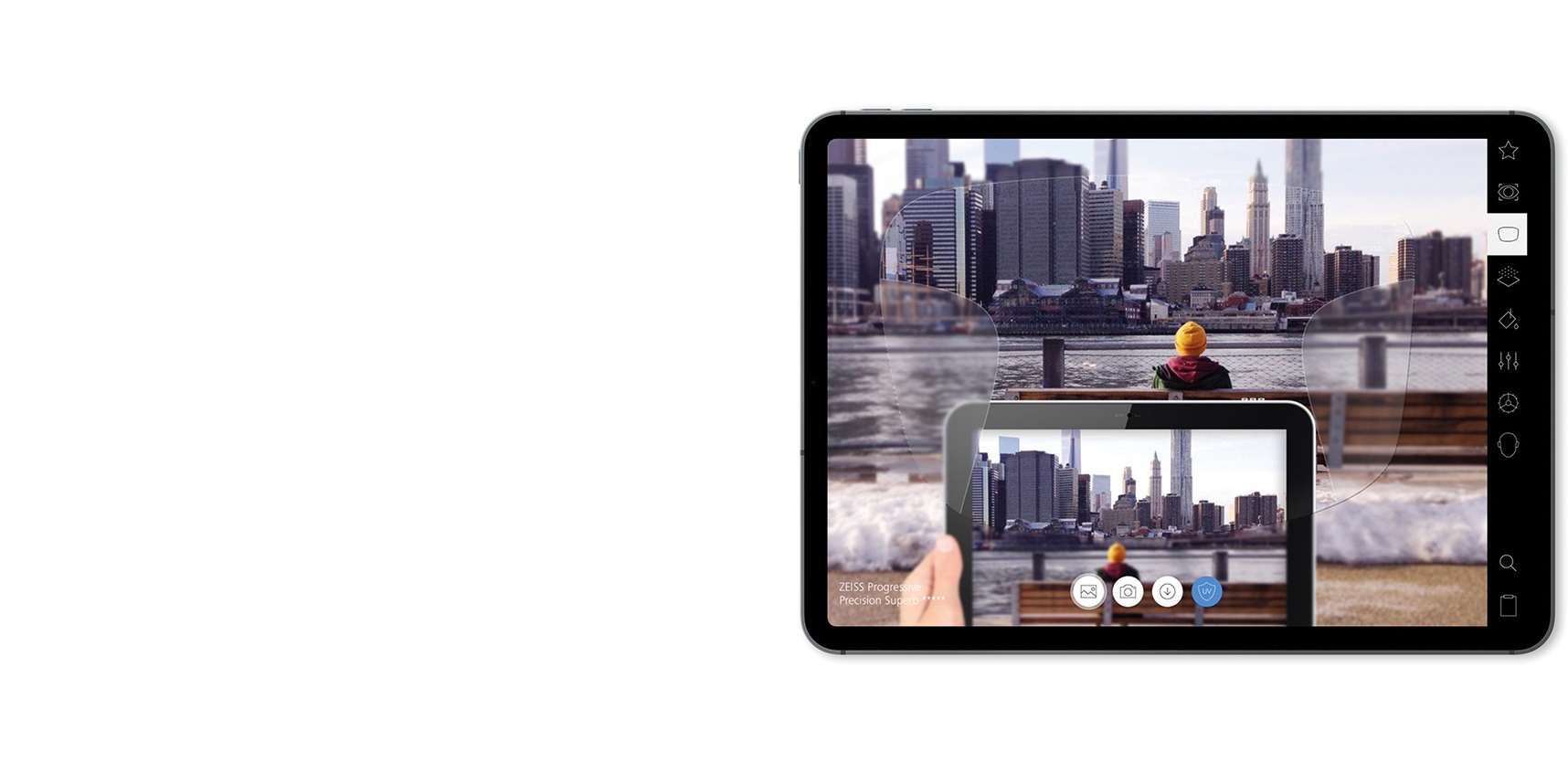 蔡司鏡片在iPad上的擴增實境（AR）展示。