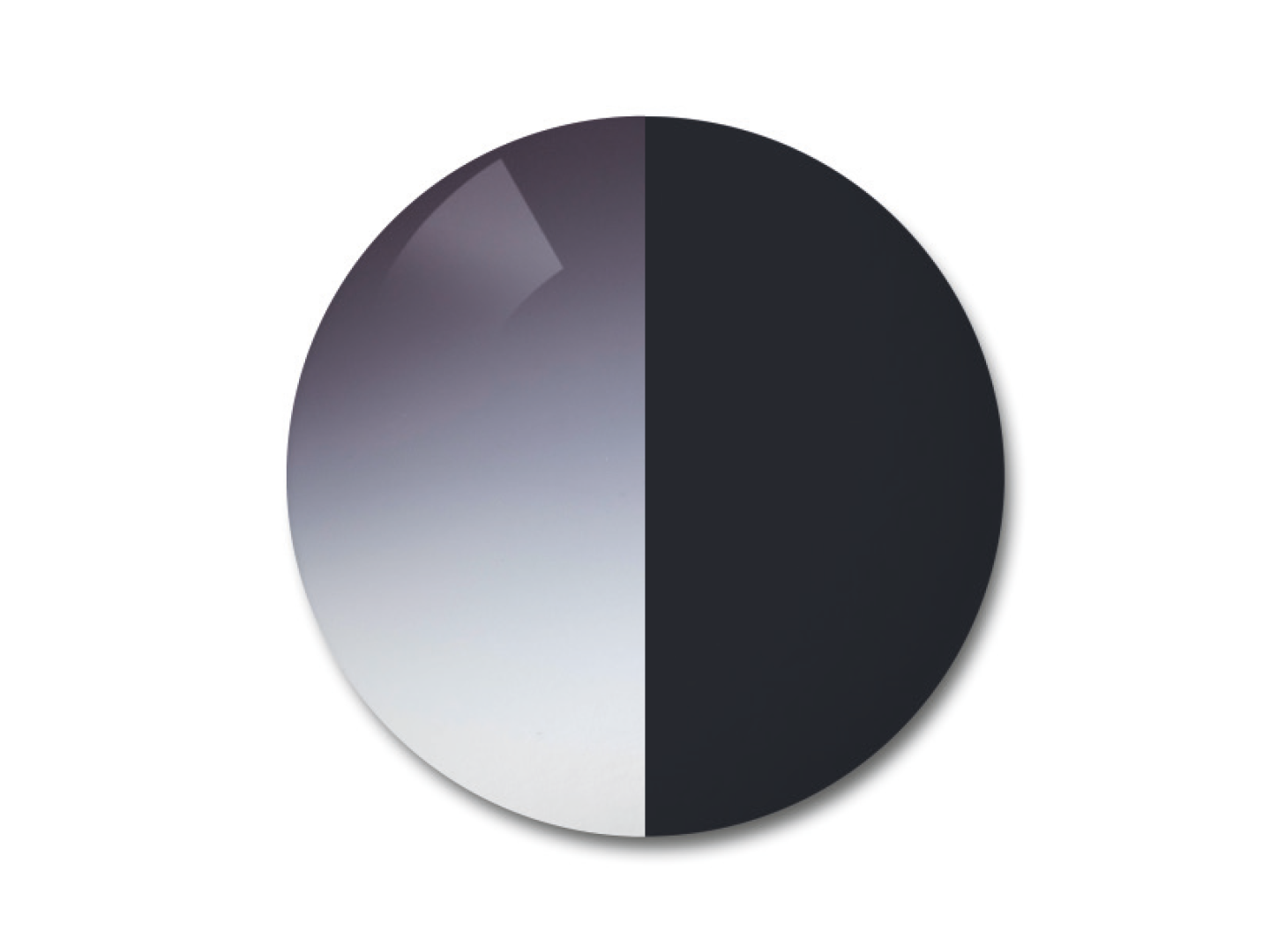 蔡司AdaptiveSun光致變色鏡片的插圖，顏色選項為漸變灰色 