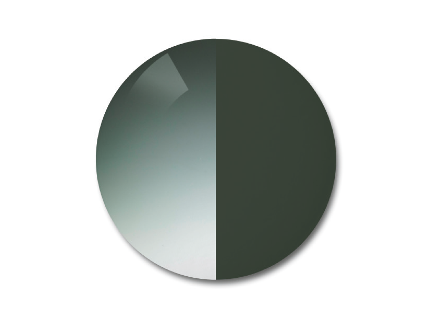 蔡司AdaptiveSun光致變色鏡片的插圖，顏色選項為漸變綠色 